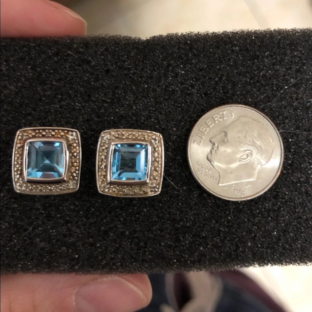 Blue Topaz and Diamond Accent Earrings